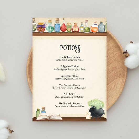 ウィザードパーティードリンクのメニューのオプションバーメニュー ポスター