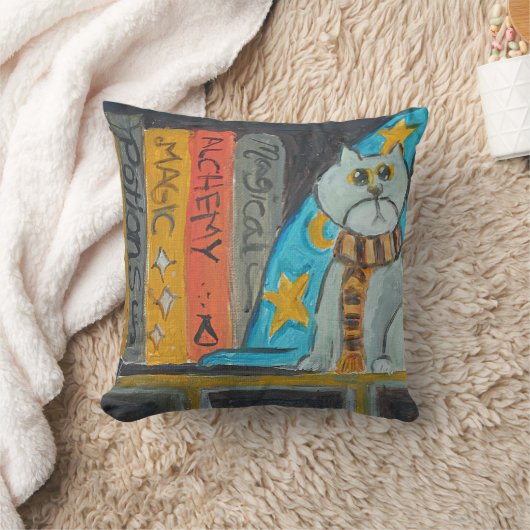 ウィザードフォークアートマジカルエピックおもしろいキャット絵画ズ クッション (ブランケット)