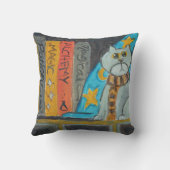 ウィザードフォークアートマジカルエピックおもしろいキャット絵画ズ クッション (裏面)