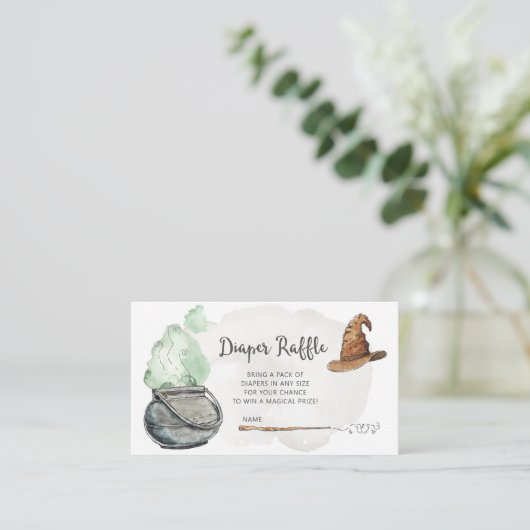 ウィザードベビーシャワーおむつラッフルカード エンクロージャーカード (スタンド正面)
