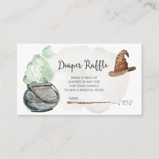 ウィザードベビーシャワーおむつラッフルカード エンクロージャーカード (正面)