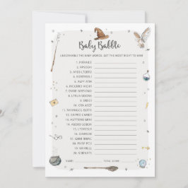 ウィザードベビーシャワーベビーバブルワードスクランブルゲーム 招待状