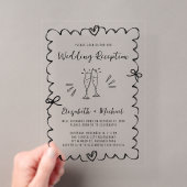 ウィザードリーな手描きの結婚披露宴 アクリル招待状 (インサイチュ (ポータブル))