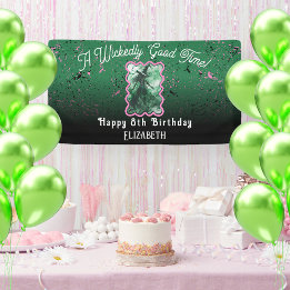 ウィザードリー・グッド・タイム・ウィッチのイラスト 小さい誕生日 横断幕