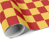 ウィザードレッドと金ゴールド市松模様に ラッピングペーパー (ロールコーナー)