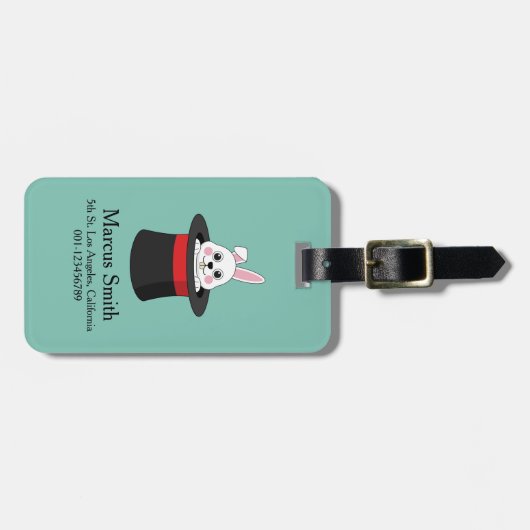 ウィザード帽子の個人用設定で可愛いバニー ラゲッジタグ (正面横)