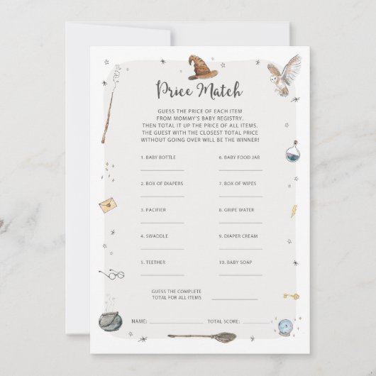 ウィザード赤ちゃんシャワーベビー予測ゲーム 招待状 (正面)