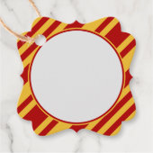 ウィザード赤と金ゴールド空白ののファンシー正方形 フェイバータグ (正面)