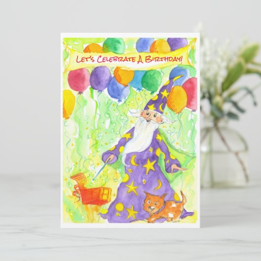 ウィザード魔法吹き出し誕生日パーティーの招待 招待状 (スタンド正面)