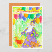 ウィザード魔法吹き出し誕生日パーティーの招待 招待状 (正面/裏面)