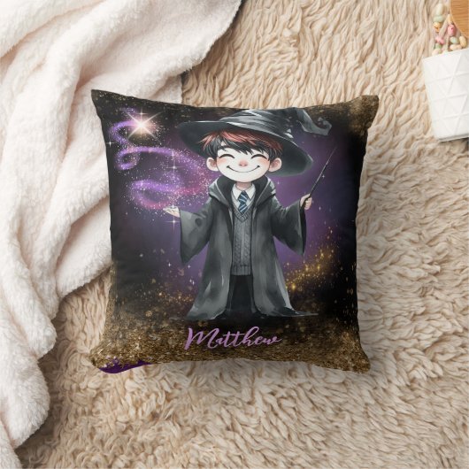 ウィザーパーソナライズされたドボーイソン誕生日ギフトマジカル クッション (ブランケット)