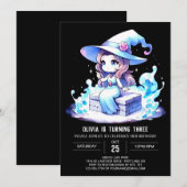 ウィザー威厳のあるドモダン誕生日 招待状 (正面/裏面)