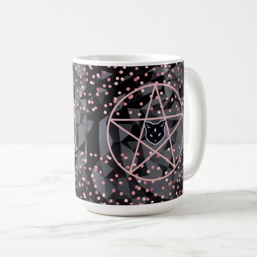 ウィジーウィッチ魔法ウィッチコズミックキャット星形五角形マジック コーヒーマグカップ (正面右)