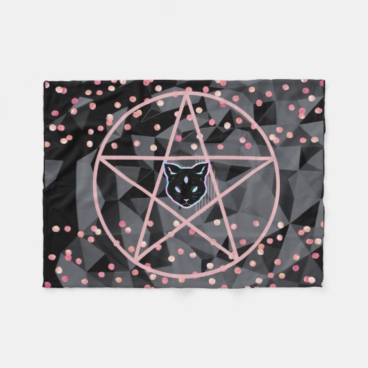 ウィジーウィッチ魔法ウィッチコズミックキャット星形五角形マジック フリースブランケット (正面(横))