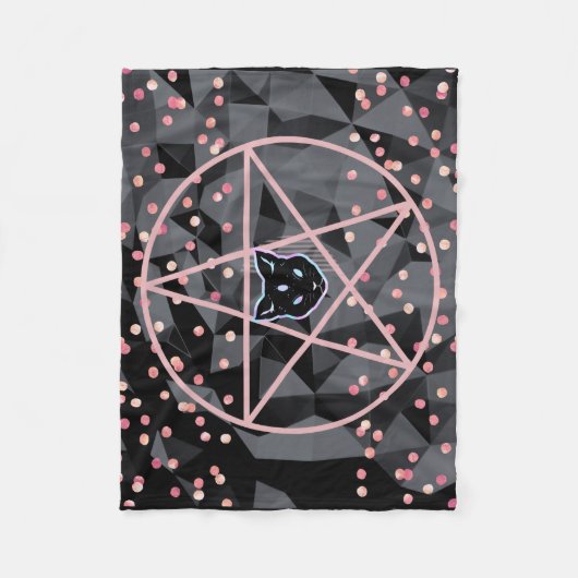 ウィジーウィッチ魔法ウィッチコズミックキャット星形五角形マジック フリースブランケット (正面)