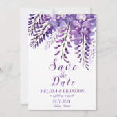 ウィスエレガントテリアフローラパープルモダン結婚ズ 招待状 (正面)