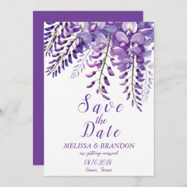 ウィスエレガントテリアフローラパープルモダン結婚ズ 招待状