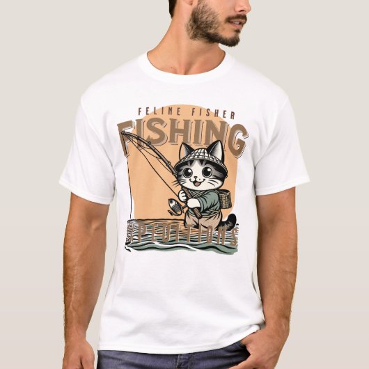 ウィスカウォーターズ - 猫フィッシングファン Tシャツ (正面)