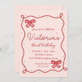 ウィスカル手描き弓ガール誕生日 招待状 (正面/裏面)