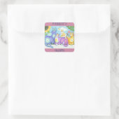 ウィスカーとパーズフォークアート猫ステッカーシート スクエアシール (バッグ)