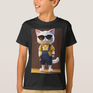 「ウィスカーの仲間ピクサースタイルで元気な猫」 Tシャツ