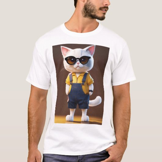ウィスカーウィムシーTee – かわいい白猫 Tシャツ (正面)