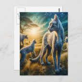 ウィスカーワンダーランド：猫の家族の牧歌的な ポストカード (正面/裏面)