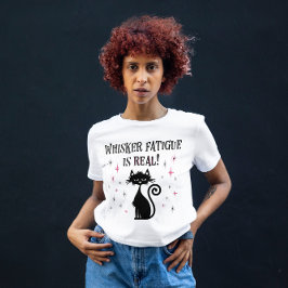 ウィスカー実在疲おもしろい果は猫ことわざ Tシャツ