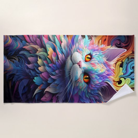 ウィスカ疑問に思ー ビーチタオル (正面)