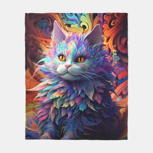 ウィスカ疑問に思ー フリースブランケット (正面)