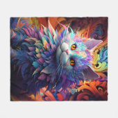 ウィスカ疑問に思ー フリースブランケット (正面(横))