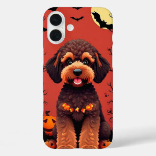 ウィスキカルでスプーキーな仔犬のイラスト 👻🐶 マジカルハロウィン iPhone 16 PLUSケース