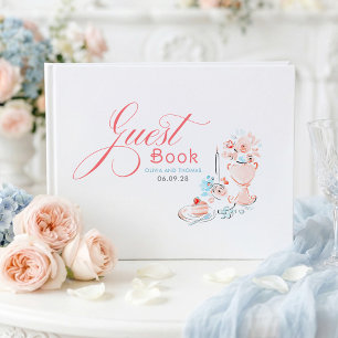 ウィスキカルでファンキーな花柄のクィアな手描きの結婚式 ゲストブック