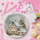 ウィスキカルなクリスマスの家 メモ帳 ペーパープレート (パーティー)