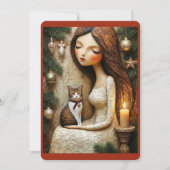 ウィスキカルなクリスマスの猫と冬の乙女 フラットカード カード (正面)