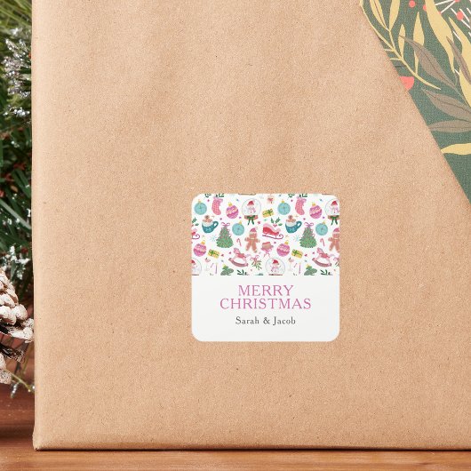 ウィスキカルなクリスマスステッカー スクエアシール