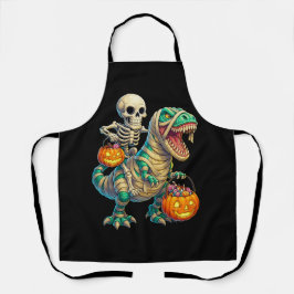 ウィスキカルなスケルトンのミイラT-Rexハロウィン エプロン