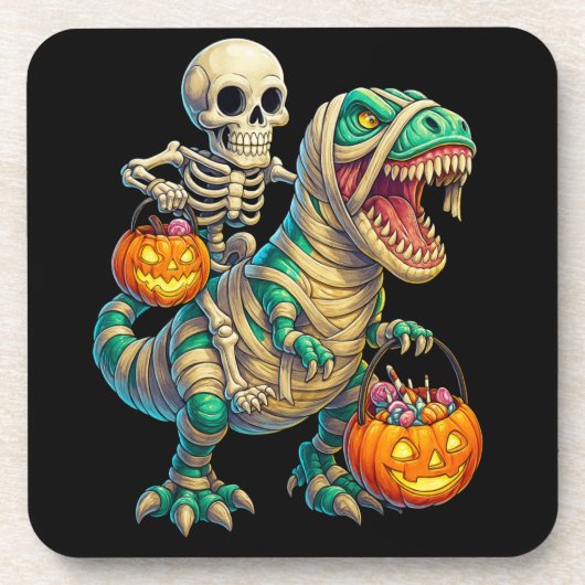 ウィスキカルなスケルトンのミイラT-Rexハロウィン コースター (正面)