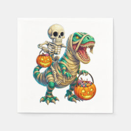 ウィスキカルなスケルトンのミイラT-Rexハロウィン  スタンダードカクテルナプキン