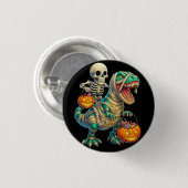ウィスキカルなスケルトンのミイラT-Rexハロウィン  缶バッジ (正面&裏面)