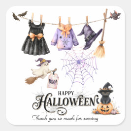 ウィスキカルなハロウィンパーティー かわいい魔女とスプーキー スクエアシール