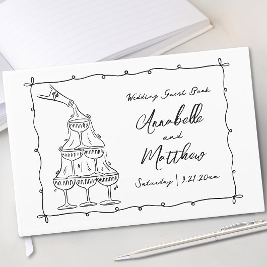 ウィスキカルなレトロ手描きの結婚式 ゲストブック