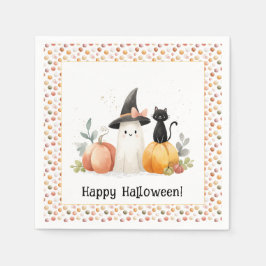 ウィスキカルな幽霊と黒猫のハロウィン スタンダードカクテルナプキン