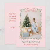 ウィスキカルな手描きの花のリース クリスマス 1枚の写真 (正面/裏面)