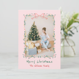 ウィスキカルな手描きの花のリース クリスマス 1枚の写真