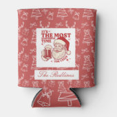 ウィスキカルな手描きサンタのクリスマス 缶クーラー (正面)