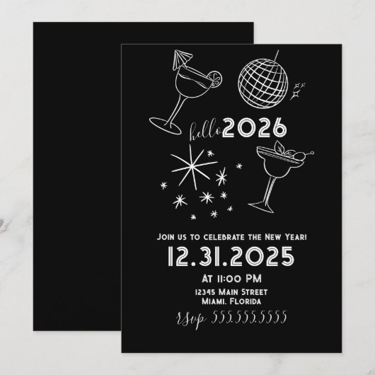 ウィスキカルな落書きで新年を祝おう 2026年 金色 シーズンカード (正面/裏面)