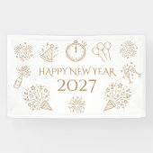 ウィスキカルな落書き ゴールドテキスト 謹賀新年 2027 横断幕 (横)
