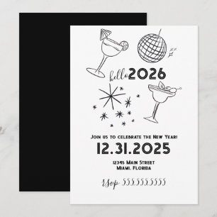 ウィスキカルな落書き ハッピーニューイヤー 2026 金色 シーズンカード