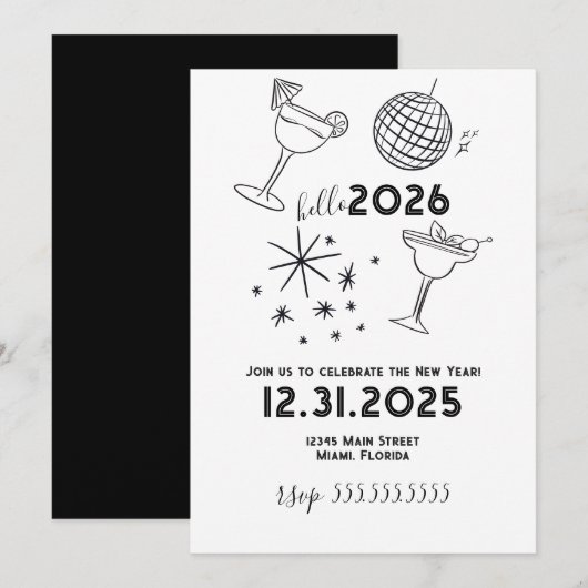 ウィスキカルな落書き ハッピーニューイヤー 2026 金色 シーズンカード (正面/裏面)